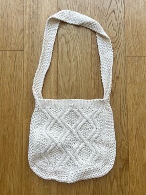 3/$15 Vintage Cream Crochet Knit Woven Crossbody Shoulder Bag